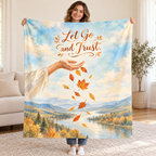 Let Go and Trust blanket, held open