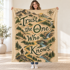 Trust the One Who Knows blanket, held open