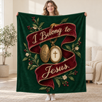 I Belong to Jesus blanket, held open