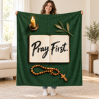 Pray First blanket, held open
