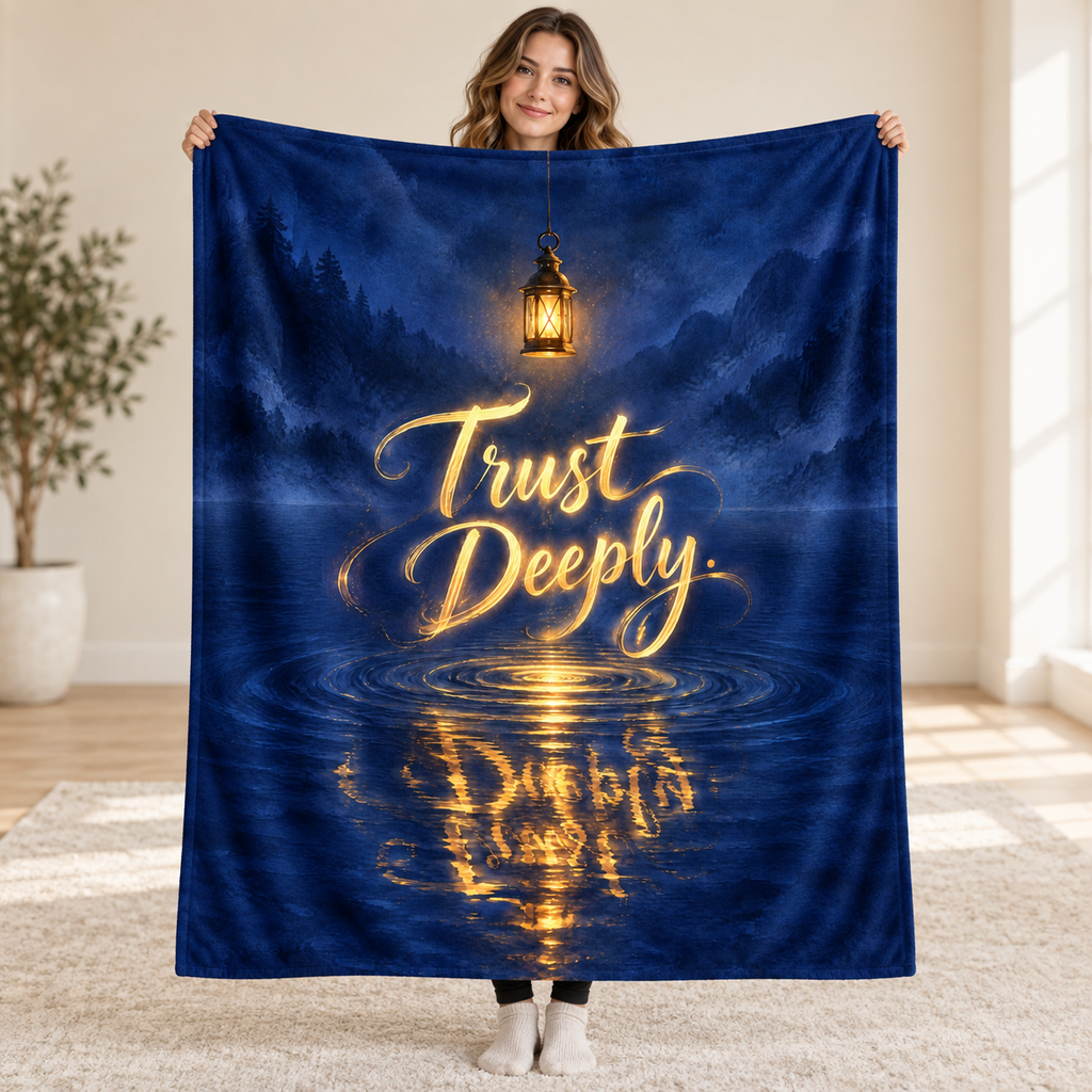Trust Deeply blanket, held open