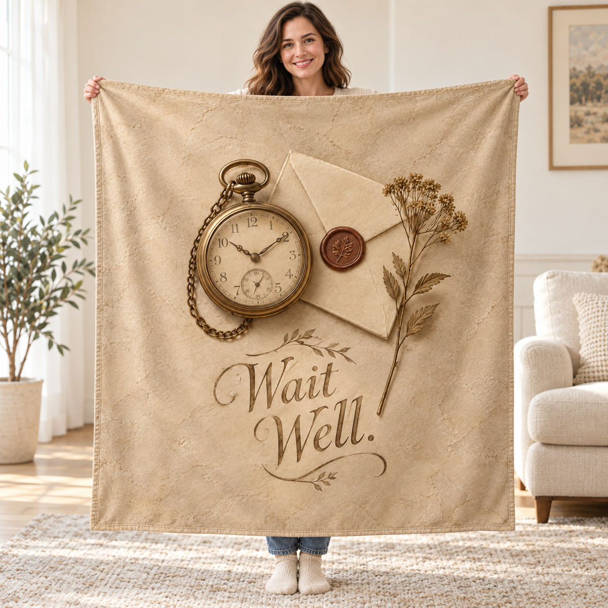 Wait Well blanket, held open