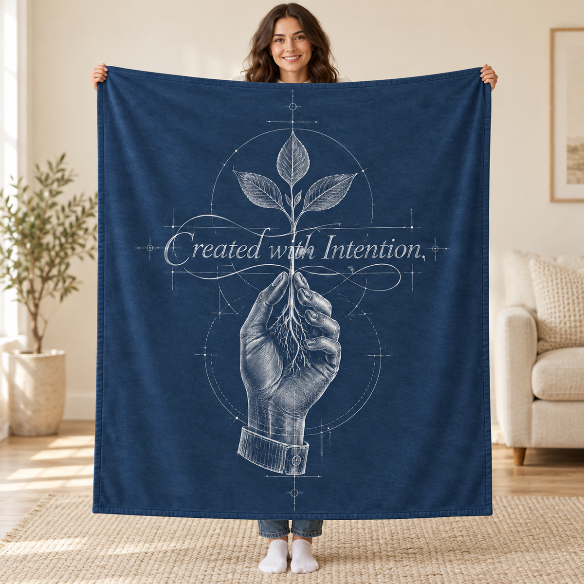 Created with Intention blanket, held open