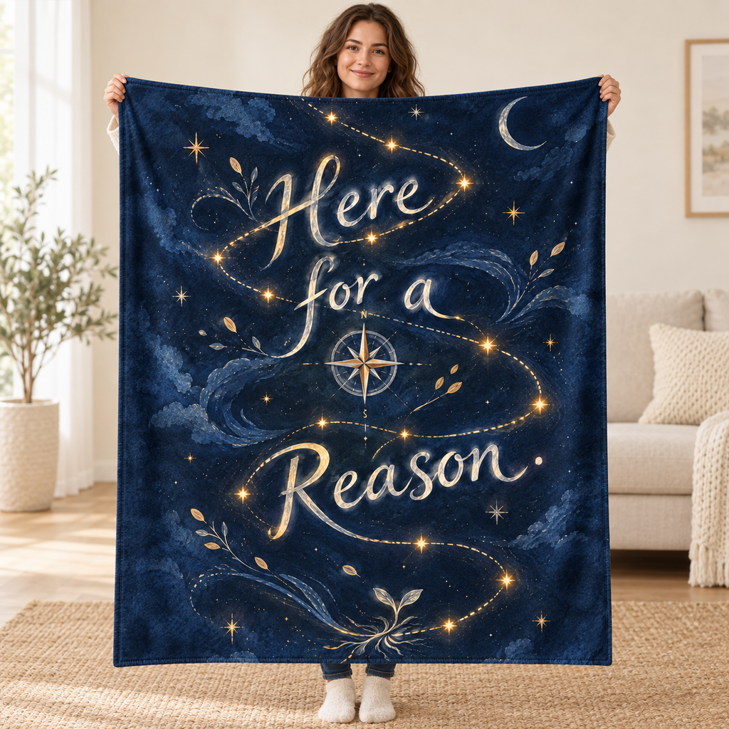 Here for a Reason blanket, held open