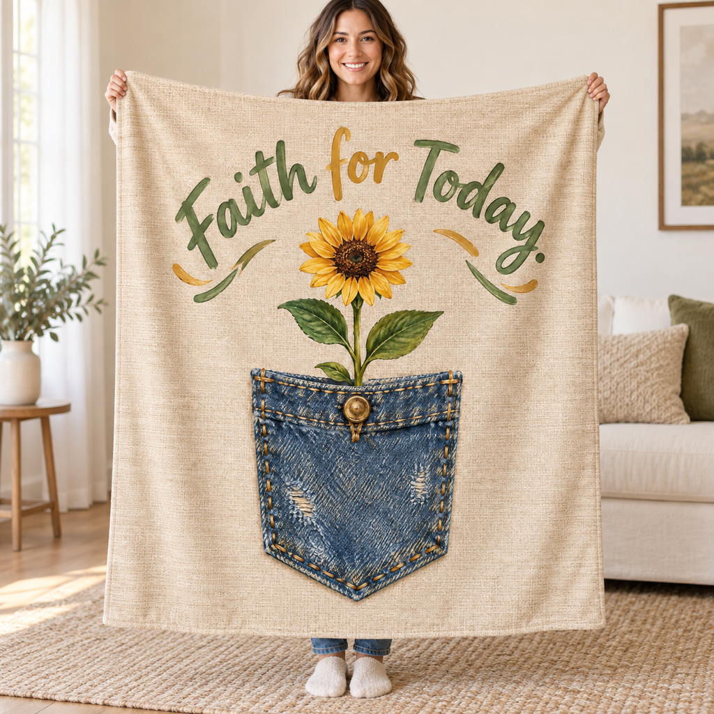 Faith for Today blanket, held open