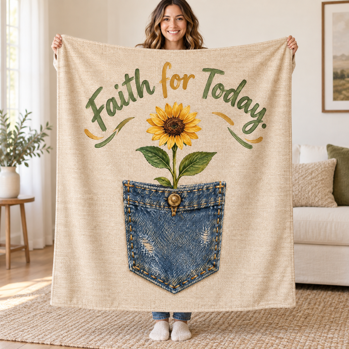 Faith for Today blanket, held open