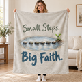 Small Steps. Big Faith blanket, held open