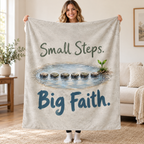 Small Steps. Big Faith blanket, held open