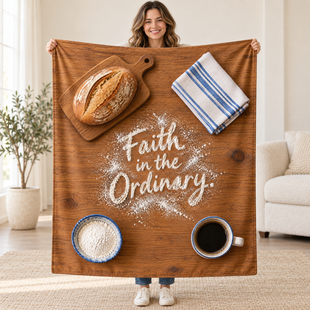 Faith in the Ordinary blanket, held open