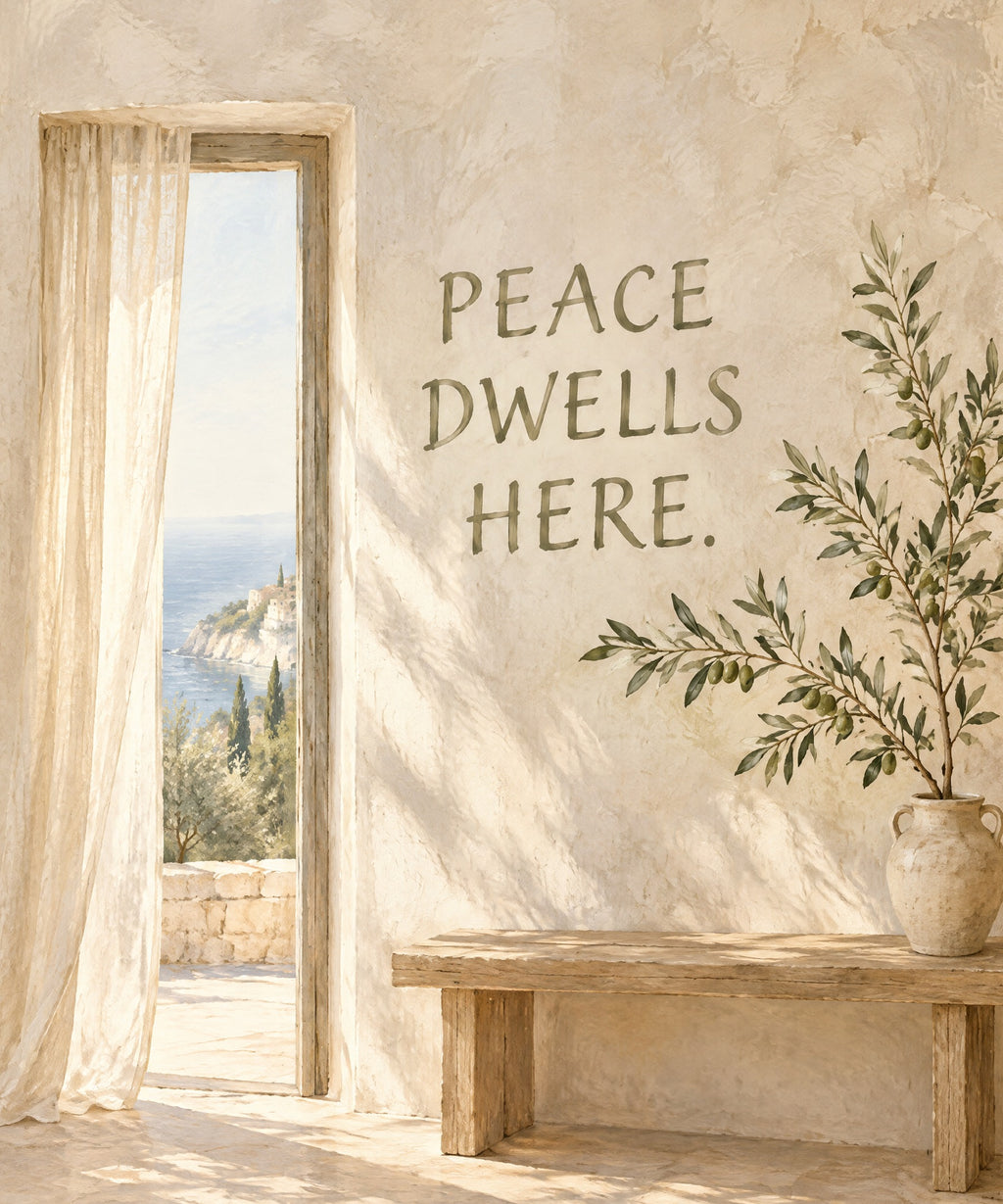 Peace Dwells Here. blanket, full design
