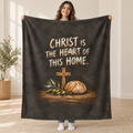 Christ Is the Heart of This Home. blanket, held open