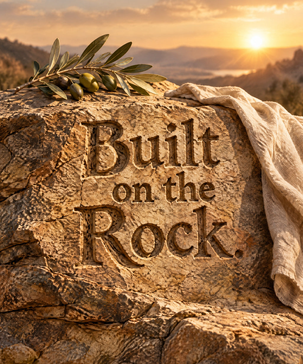 Built on the Rock. blanket, full design