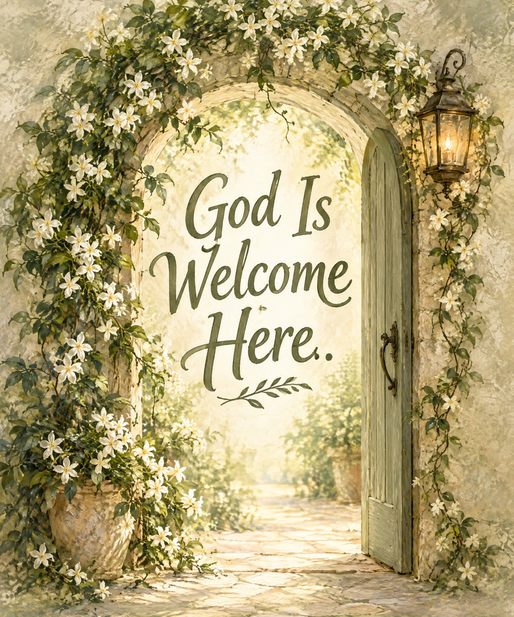God Is Welcome Here. blanket, full design