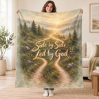 Side by Side, Led by God. blanket, held open