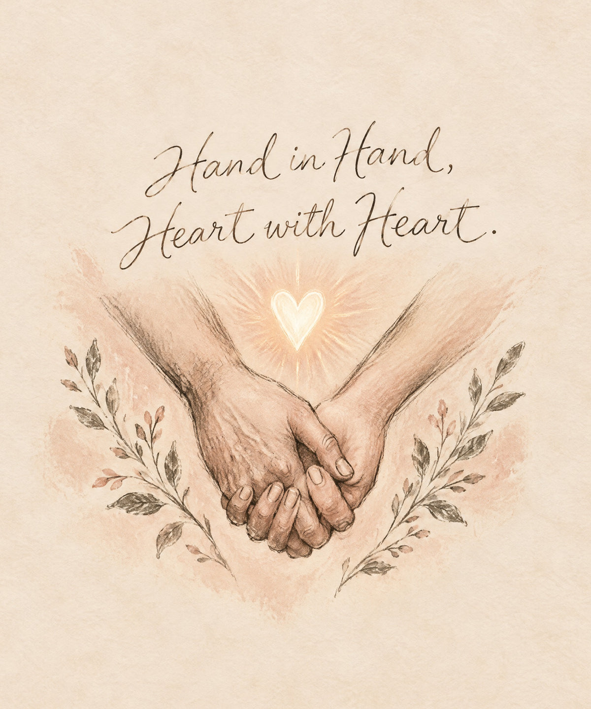 Hand in Hand, Heart with Heart. blanket, full design
