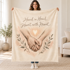 Hand in Hand, Heart with Heart. blanket, held open