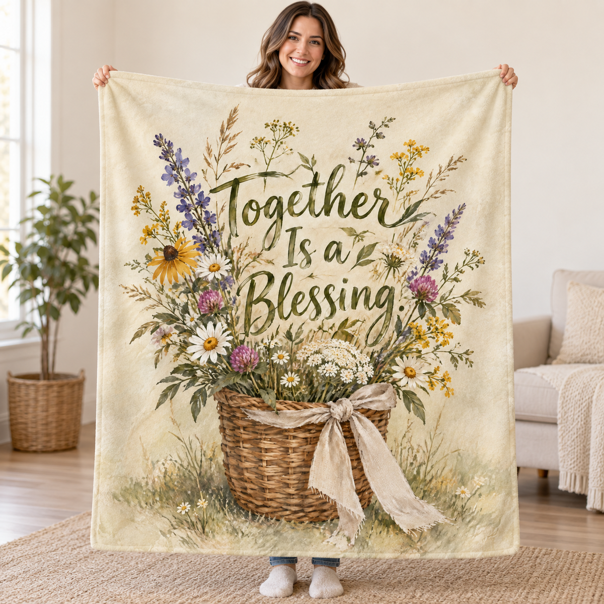 Together Is a Blessing. blanket, held open