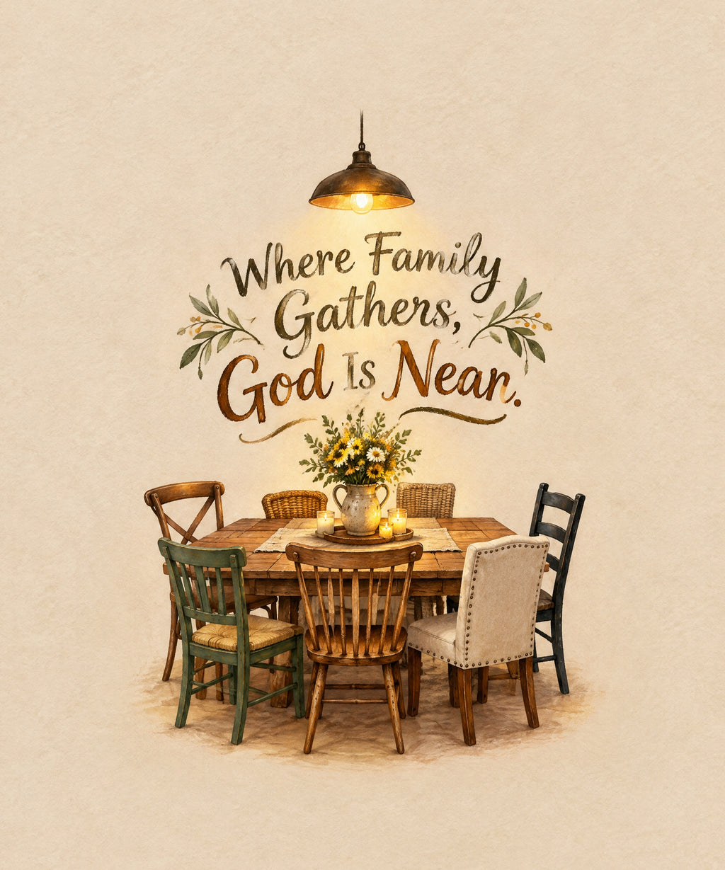 Where Family Gathers, God Is Near. blanket, full design
