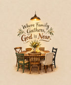 Where Family Gathers, God Is Near. blanket, full design