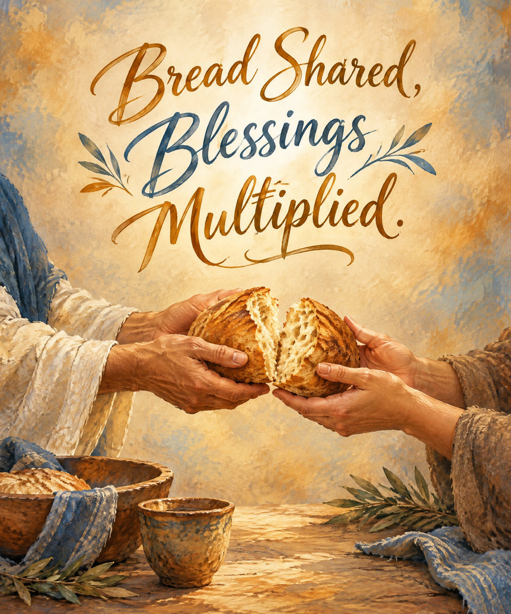 Bread Shared, Blessings Multiplied. blanket, full design