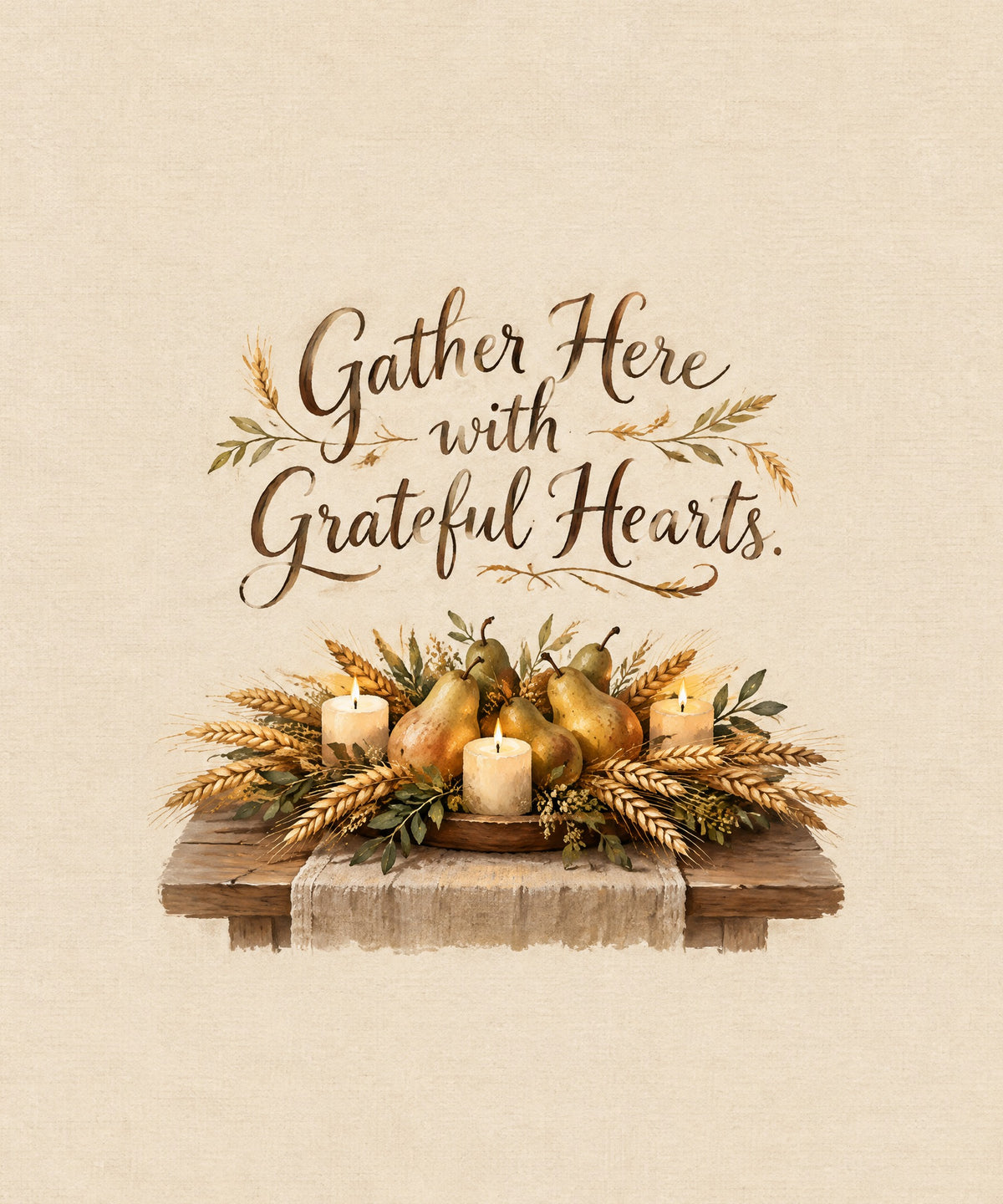 Gather Here with Grateful Hearts. blanket, full design