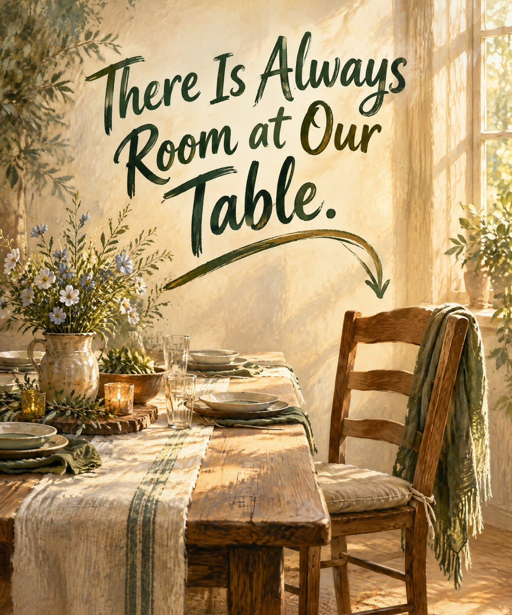There Is Always Room at Our Table. blanket, full design