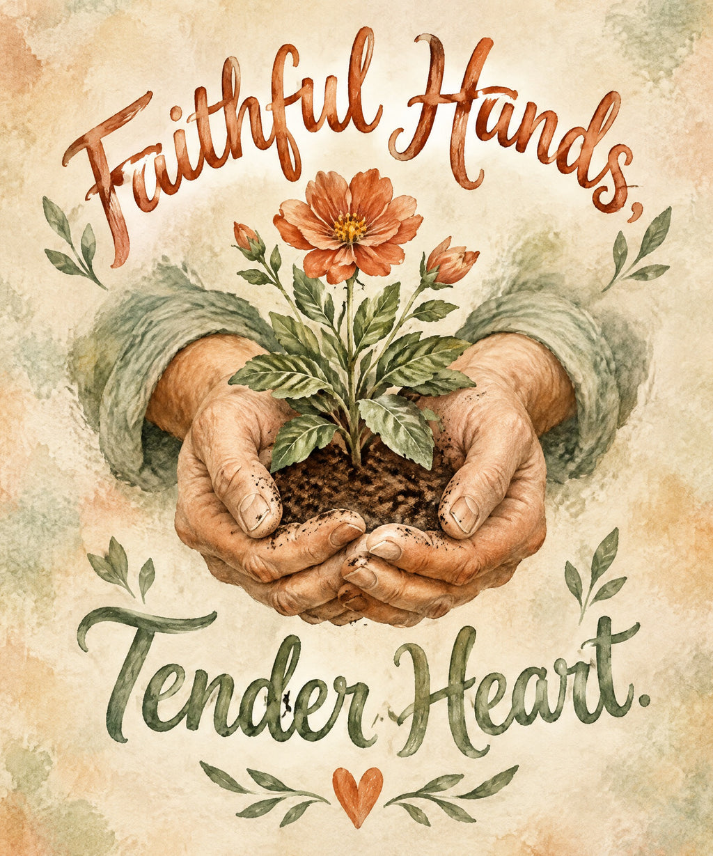Faithful Hands, Tender Heart. blanket, full design