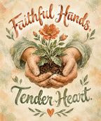 Faithful Hands, Tender Heart. blanket, full design