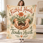 Faithful Hands, Tender Heart. blanket, held open