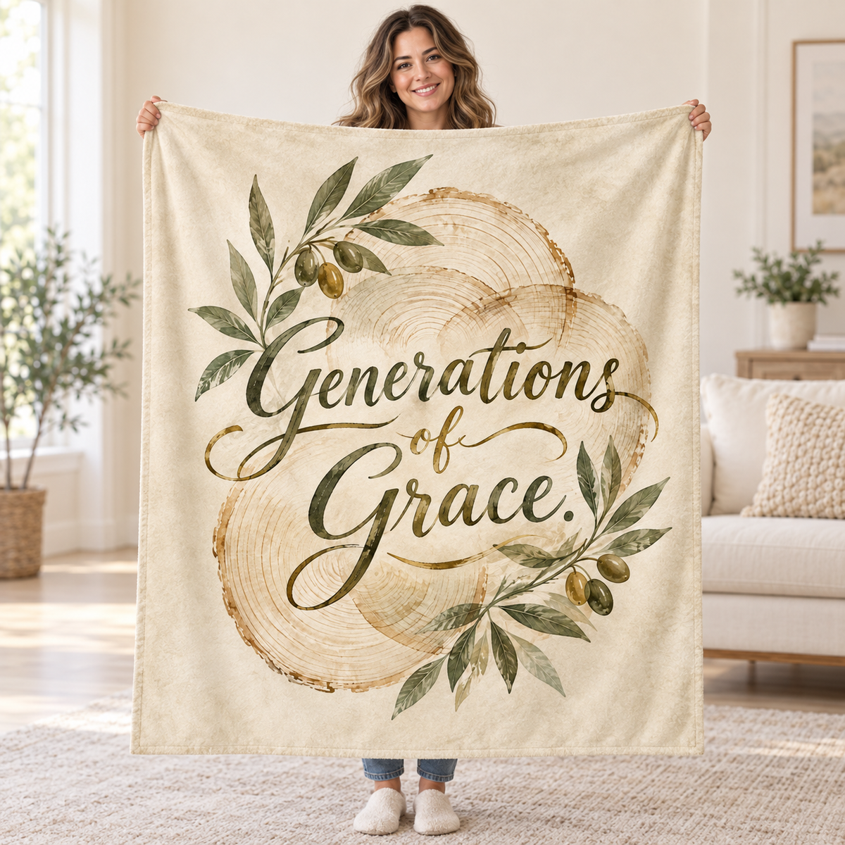 Generations of Grace. blanket, held open