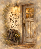 Love Waits at the Door. blanket, full design