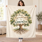 From Generation to Generation. blanket, held open
