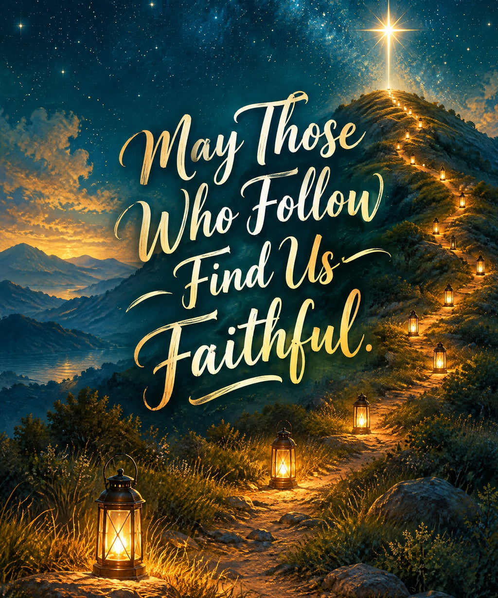 May Those Who Follow Find Us Faithful. blanket, full design