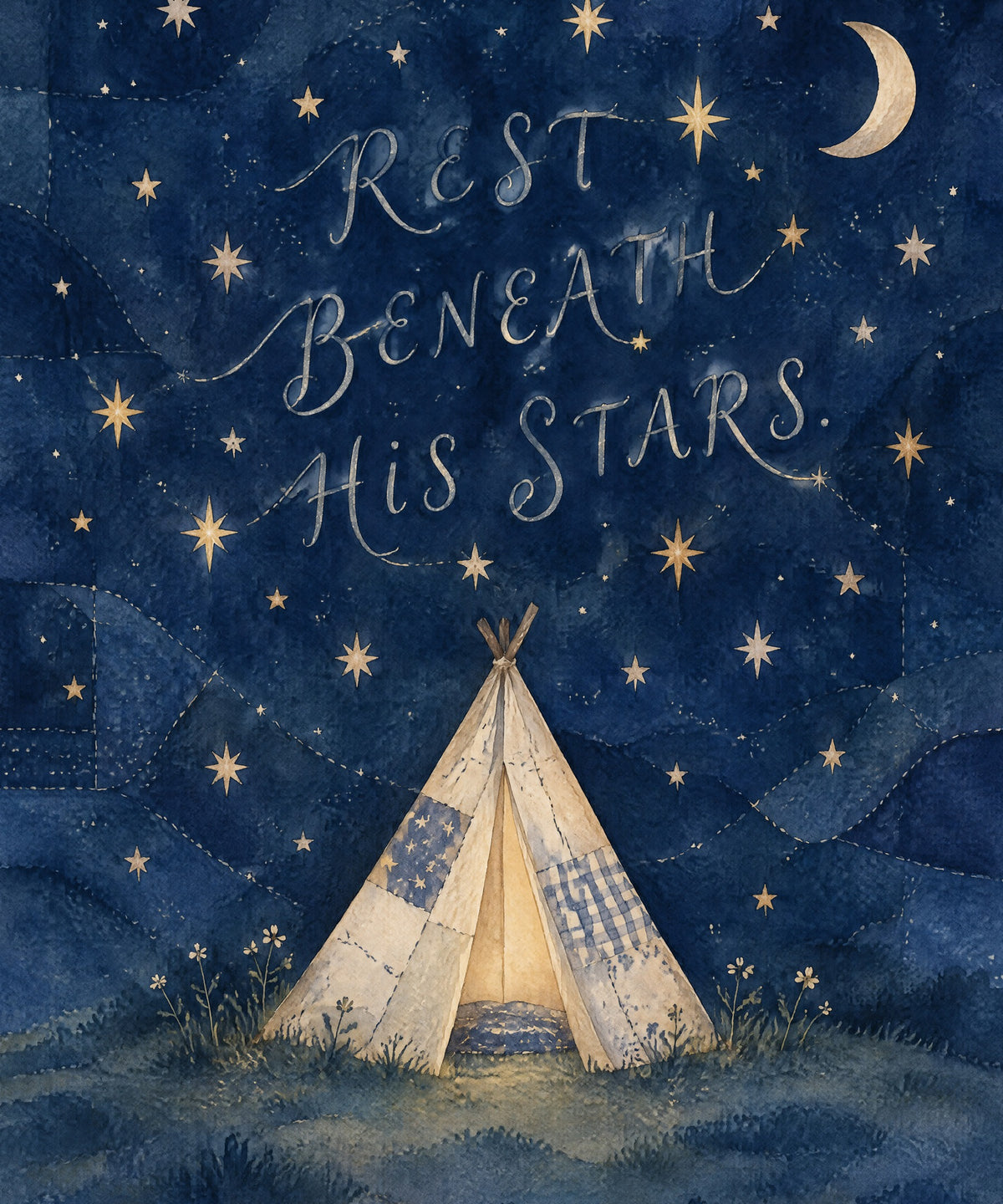 Rest Beneath His Stars. blanket, full design