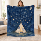 Rest Beneath His Stars. blanket, held open