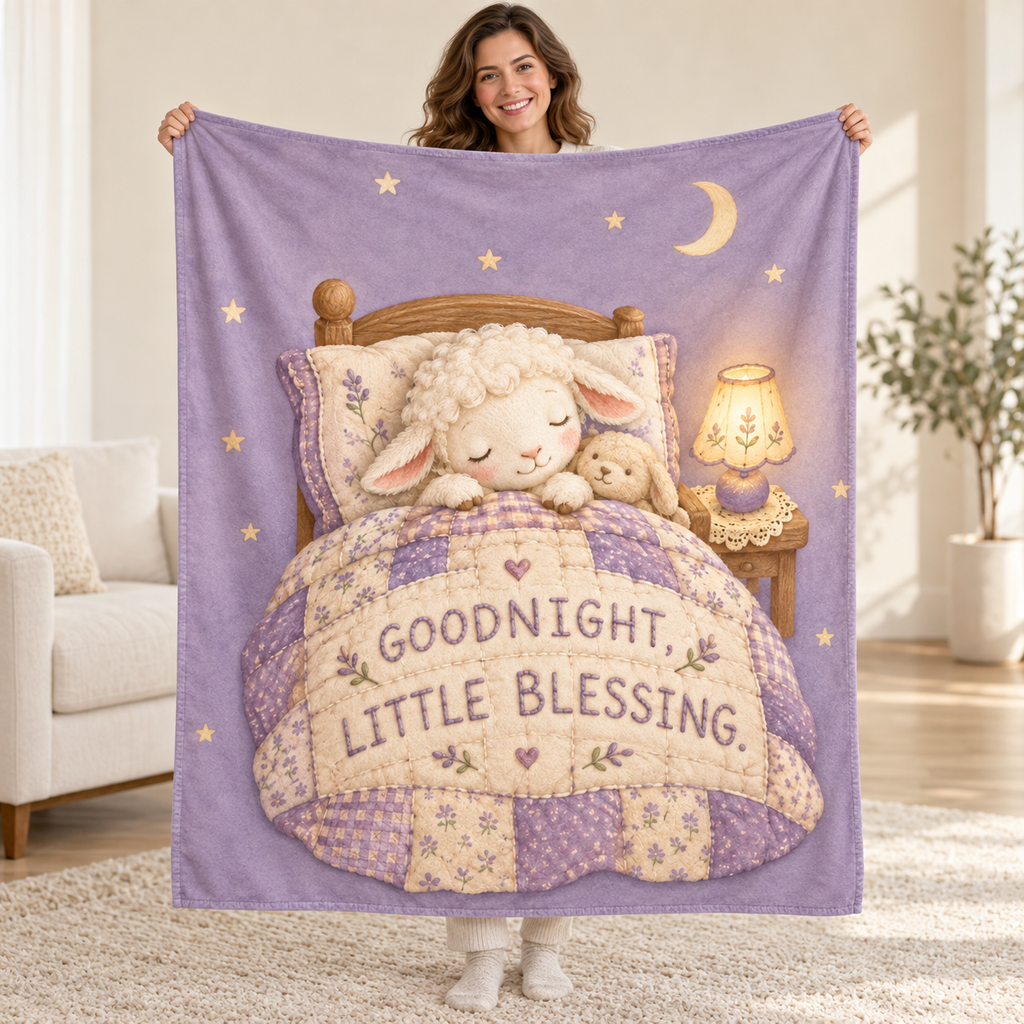 Goodnight, Little Blessing. blanket, held open
