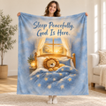 Sleep Peacefully, God Is Here. blanket, held open