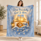 Sleep Peacefully, God Is Here. blanket, held open