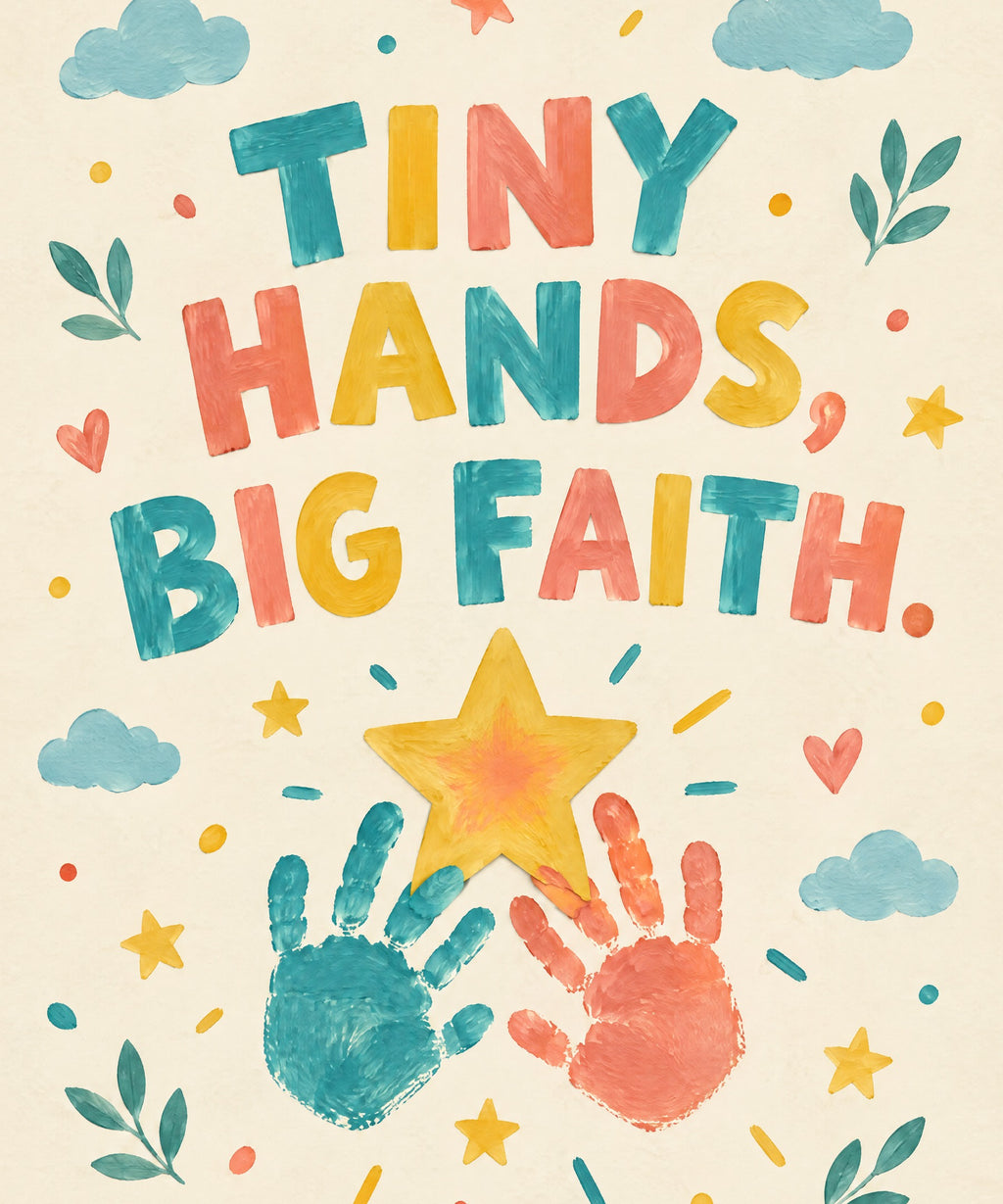 Tiny Hands, Big Faith. blanket, full design