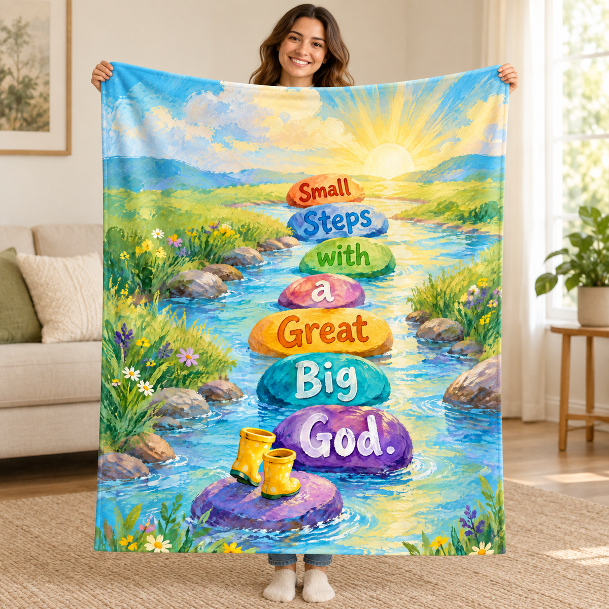 Small Steps with a Great Big God. blanket, held open