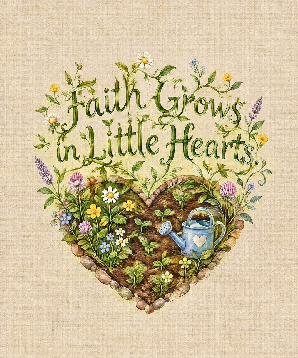 Faith Grows in Little Hearts. blanket, full design
