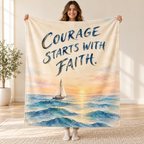 Courage Starts with Faith. blanket, held open