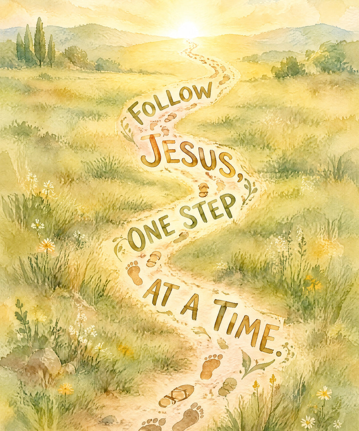 Follow Jesus, One Step at a Time. blanket, full design