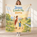Jesus Leads Me Home. blanket, held open