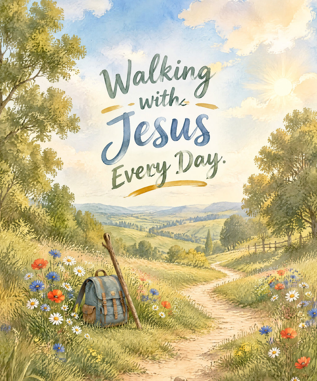 Walking with Jesus Every Day. blanket, full design