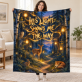 His Light Shows Me the Way. blanket, held open