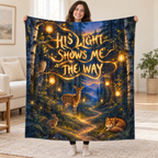 His Light Shows Me the Way. blanket, held open