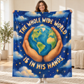 The Whole Wide World Is in His Hands. blanket, held open