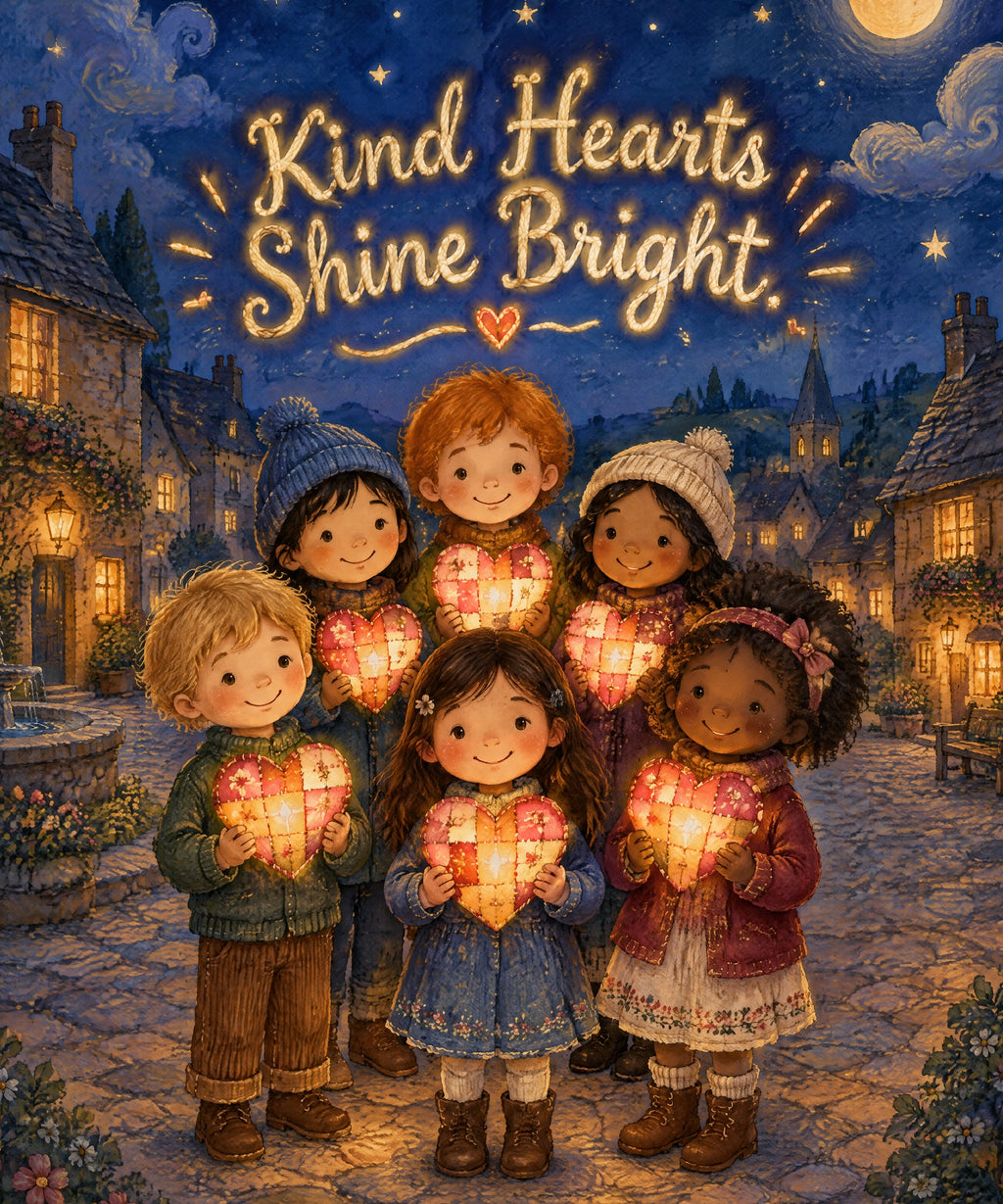 Kind Hearts Shine Bright. blanket, full design