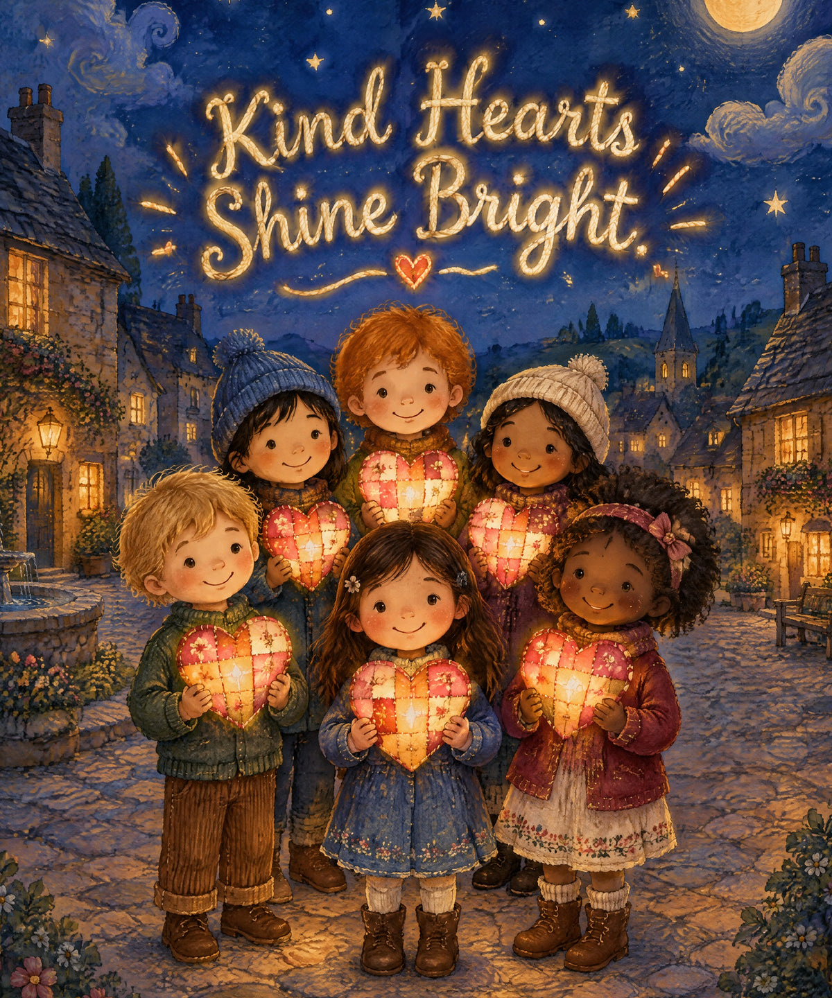 Kind Hearts Shine Bright. blanket, full design